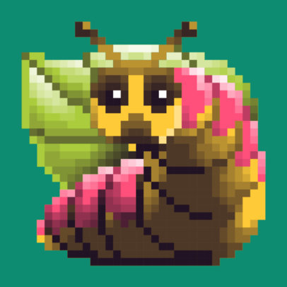 Twitch Sub Badge Generator Featuring a Caterpillar Graphic With an 8-Bit Style 5026a