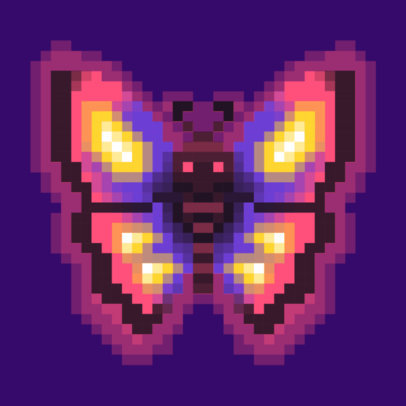 Twitch Sub Badge Template With a Pixel Art Style and a Butterfly Graphic 5026c