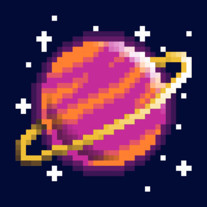 8-Bit Styled Twitch Sub Badge Template Featuring a Planet Illustration 5026b