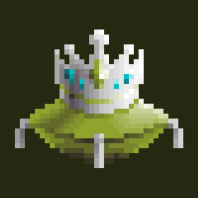 Twitch Sub Badge Template Featuring an 8-Bit Silver Crown on a Cushion 5026b