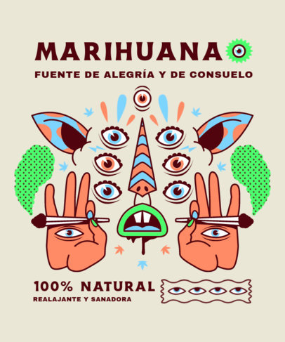 Cannabis-Theme T-Shirt Design Creator Featuring a Psychedelic Aesthetic