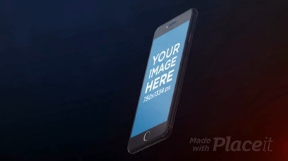 Black iPhone 7 Video Mockup Floating and Rotating Inside a Black Room