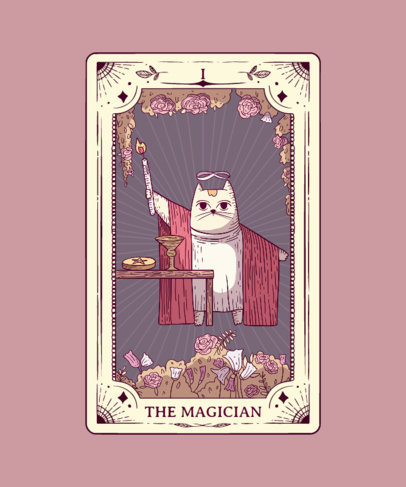 T-Shirt Design Maker Featuring Tarot Cards with Cats