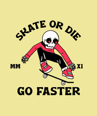 T-Shirt Design Template Featuring Illustrated Skater Cartoons