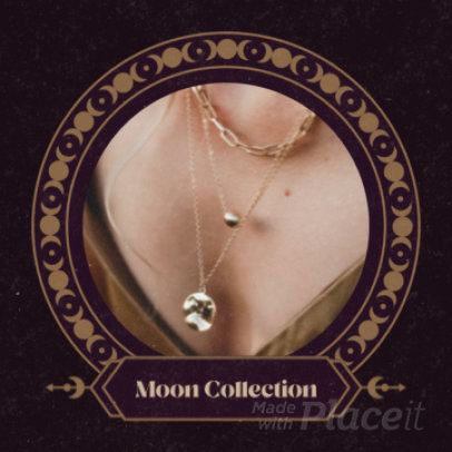 Instagram Post Video Maker Featuring a Dark Academia Theme to Promote a Jewels Collection 4852