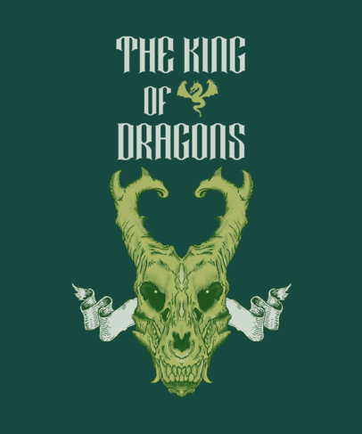 T-Shirt Design Template Featuring Aggressive Dragon Illustrations