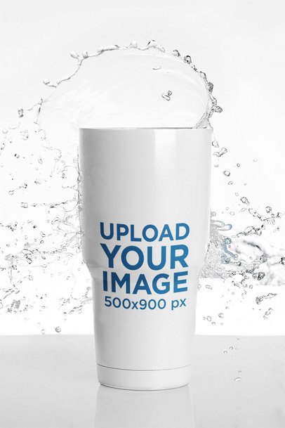 Travel Mug Mockup with Water Splashing in the Background m24324