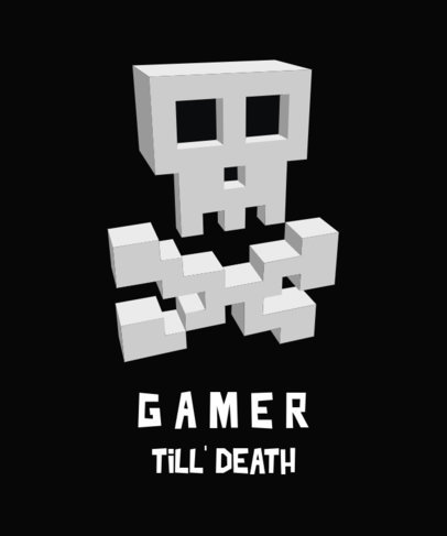 T-Shirt Design Template Featuring an 8-bit-Style Skull Graphic