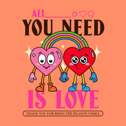 Instagram Post Creator Featuring Two Cartoonish Hearts Holding Hands