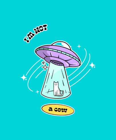 Alien-Themed T-Shirt Design Maker Featuring a Spaceship and a Cat Graphic