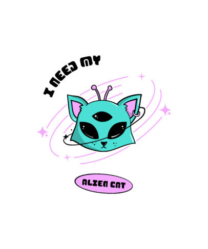 Fun T-Shirt Design Generator Featuring an Alien Cat Graphic