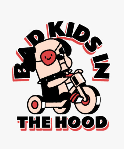 T-Shirt Design Creator Featuring a Cartoonish Bad Dog on a Motorcycle 