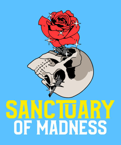 T-Shirt Design Generator Featuring a Skull and a Rose with Sparkles