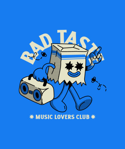 Fun T-Shirt Design Creator with a Cartoonish Music-Themed Graphic