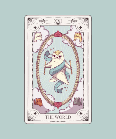 Tarot-Themed T-Shirt Design Generator Featuring an Illustrated Cat