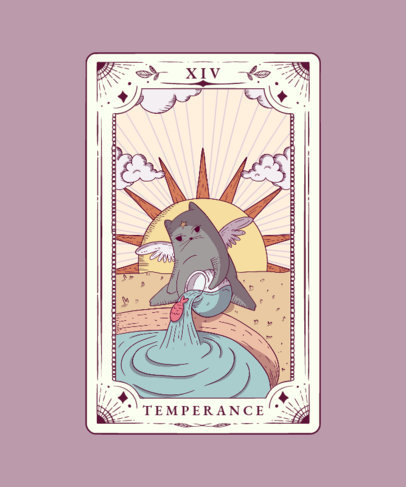 Tarot T-Shirt Design Template Featuring a Cat with Wings Graphic