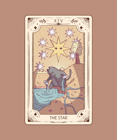 T-Shirt Design Generator Featuring a Tarot Card of Cat and a Star
