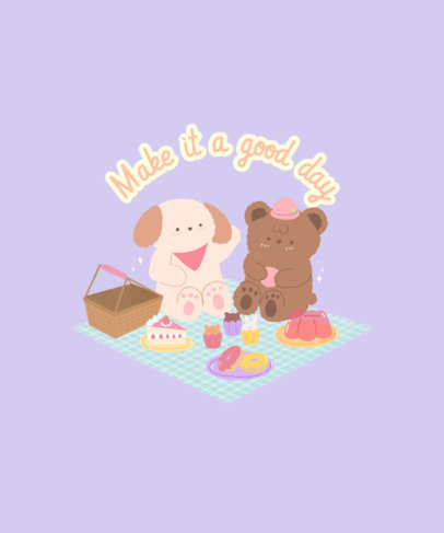 T-Shirt Design Creator Featuring Two Kawaii Bears Eating Pastries 4517b
