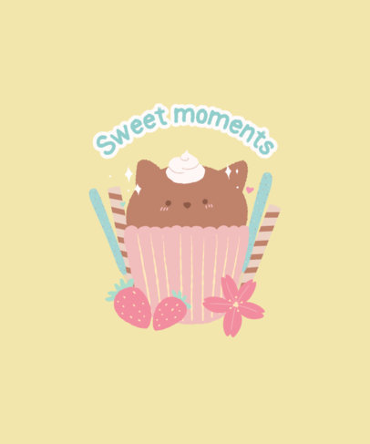Cute-T-Shirt Design Maker Featuring a Kawaii Cat Inside a Cupcake 4517d