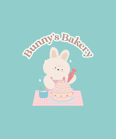 T-Shirt Design Maker Featuring a Kawaii Theme and a Bunny Decorating a Cake