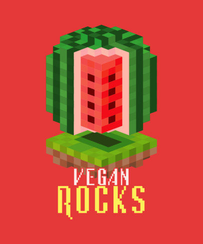 Minecraft-Inspired T-Shirt Design Maker Featuring a Watermelon with an 8-bit Style