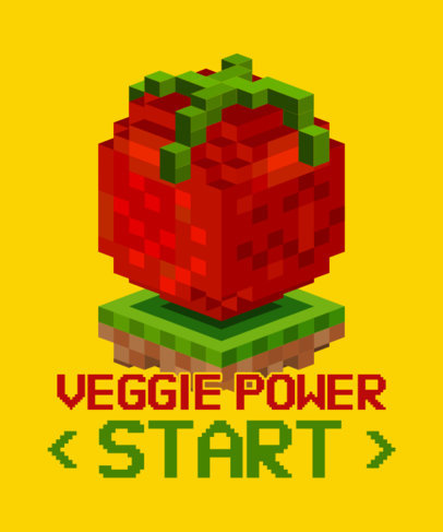 T-Shirt Design Template Inspired by Minecraft with an 8-bit-Style Illustrated Tomato