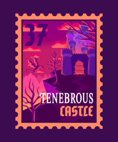T-Shirt Design Creator Featuring a Haunted Castle Illustration