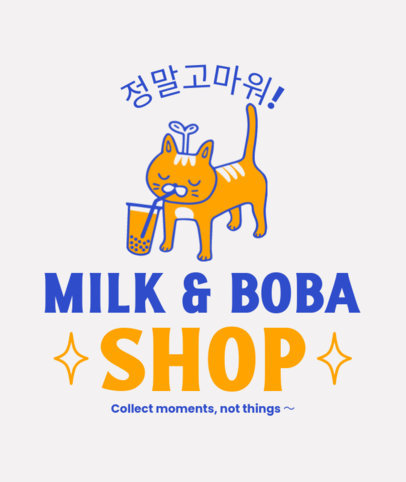 Kawaii Tote Bag Design Generator Featuring a Cat Drinking Boba