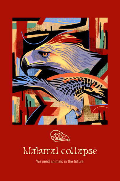 Art Print Design Template With an Eagle Illustration 5047a