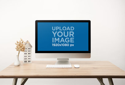 iMac Mockup Featuring a Minimalist Desk with Some Decor m14854 r-el2
