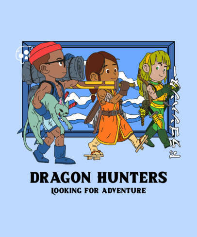 T-Shirt Design Maker Featuring a Group of Anime Adventurers