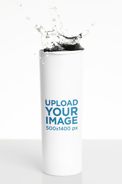 Mockup of a Skinny Tumbler with Splashing Water M24309