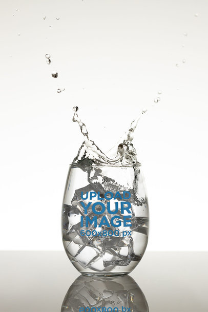Mockup of a Wine Glass with Water and Ice