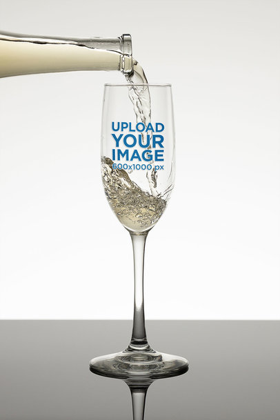 Mockup of a Glass Wine Being Filled from a Bottle of Wine