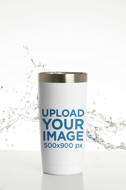 Mockup of a Travel Mug with Splashing Water in the Background m24319
