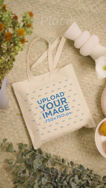 Video Featuring a Tote Bag Surrounded by Modern Ceramic Vases and Plants 