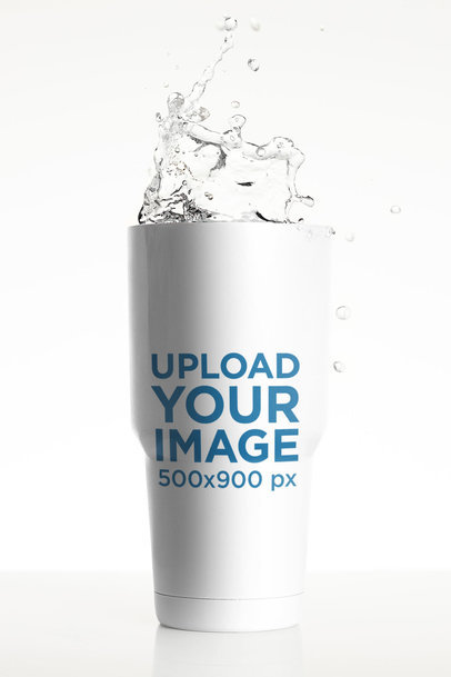 30 oz Travel Mug Mockup Featuring a Splash of Water m24323