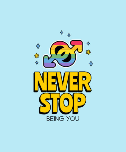 Colorful T-Shirt Design Creator Featuring LGBT Pride Stickers and a Quote