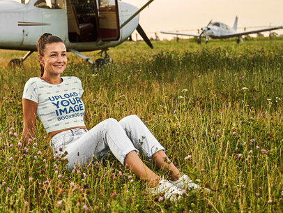 Crop Top Mockup of a Happy Woman Sitting on the Grass m15737 r-el2