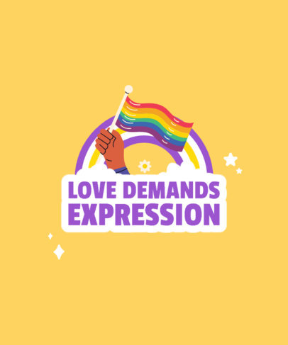 T-Shirt Design Maker Featuring a Waving LGBTQ Flag Illustration