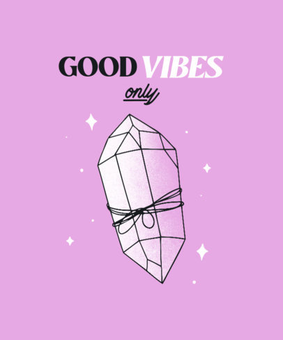 Illustrated T-Shirt Design Creator with a Good Vibes Quote and a Quartz Graphic