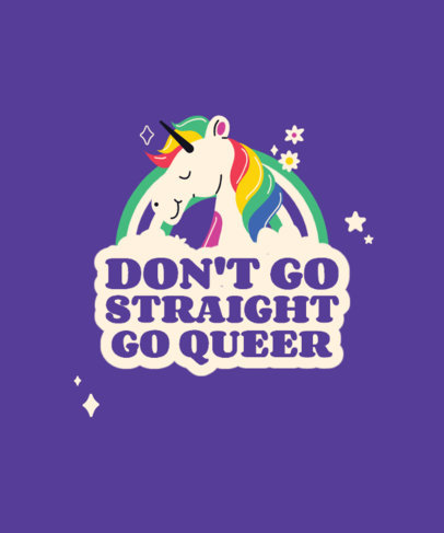 T-Shirt Design Template for Pride Month with an Illustrated Unicorn