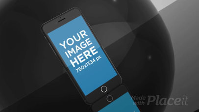 Panning Video Mockup of a Black iPhone Standing on a Black Surface a15673b