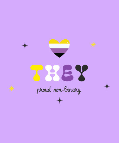 T-Shirt Design Creator Featuring a Non-binary Pride Theme and a Heart Icon