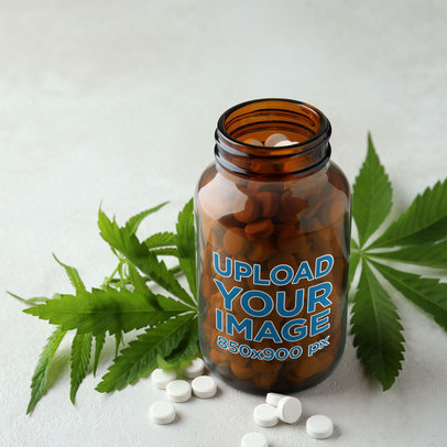 Amber Bottle Mockup Featuring Medical CBD Tablets m23881-r-el2