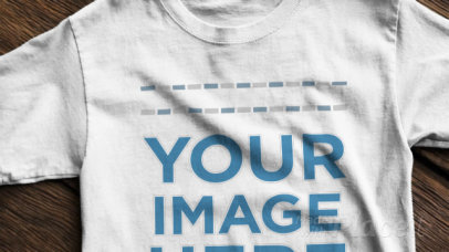 T-Shirt Video Mockup on a Wooden Table
