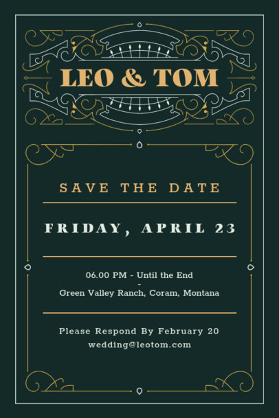 Invitation Card Creator for an LGBTQ+ Wedding Inspired by Art Nouveau