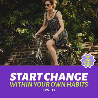 Podcast Cover Generator for an Ecology Show Featuring a Photo of a Woman Riding a Bike 4537a