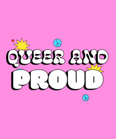 T-Shirt Design Template for Pride Month Featuring a Groovy Font and Cool Stickers
