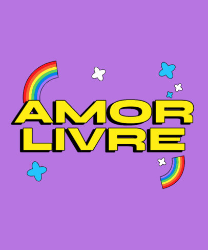 T-Shirt Design Maker Featuring an LGBTQ Pride Message in Portuguese and Rainbow Graphics 4543d